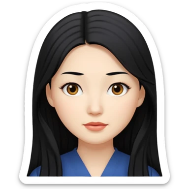 Que sea una mujer blanca pelo negro y largo y medio achinada sticker