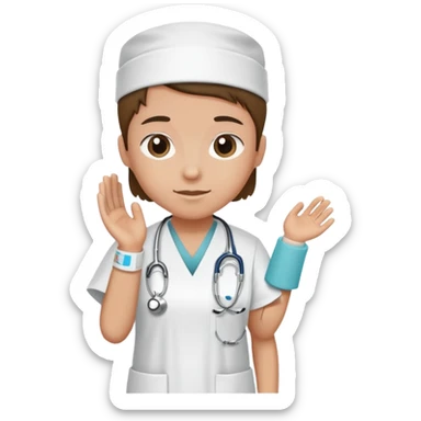 patient in a hospital gown with a medical wristband sticker