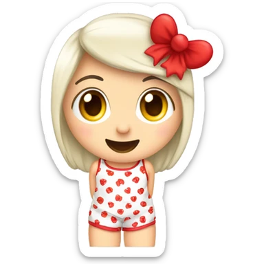 Pijama de short e blusa vermelho feminino com corações  sticker