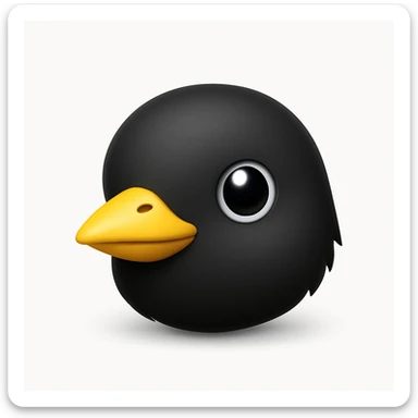 Create a bird emoji exactly like the reference image but without the helmet, in iOS emoji style. Keep the same shape, color, and expression, with a smooth and shiny appearance. Add a soft shadow. sticker