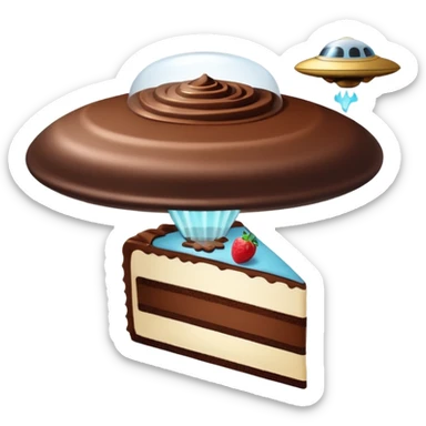 piece of cake being stolen by flying ufo  sticker