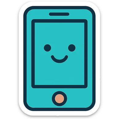 cute phone, playful and modern design, lineal color icon with black outlines sticker