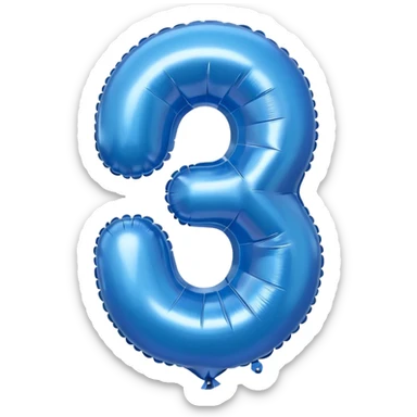 one balloon that has a shape of three (3) on the left side and another one that has a shape of a zero (0) on the right side. both of them have a blue color. i want it to have a birthday vibe sticker