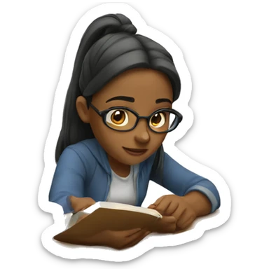 A girl trying to study  sticker