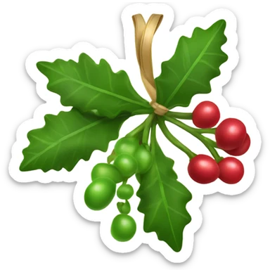 mistletoe with berries hanging from a bow sticker