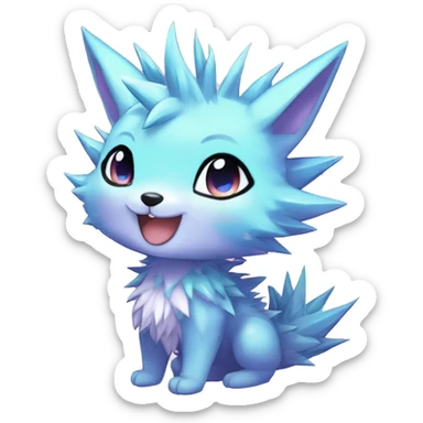 Anthro Scalie Spiky Cool Edgy Magical Petite Shiny Colorful Pastel Glitter Sparkle Anime Chibi Fantasy-Animal-Fakémon-Pokémon-Hybrid Fur Sona Aesthetic Trending Style Full Body sticker