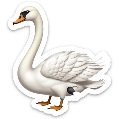A swan who stand on right see on left sticker