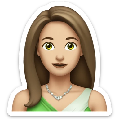 pretty 40 year old woman with grass green eyes and shoulder length straight brown hair wering tiara sticker