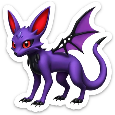 Gothic Edgy Badass Cool Noibat-Genesect-Umbreon-Salandit-Fakémon-hybrid-creature (full body)  sticker