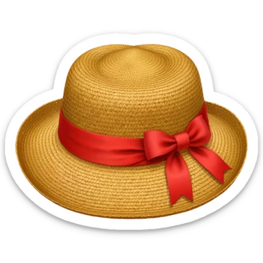 Chapeau de paille avec ruban rouge sticker