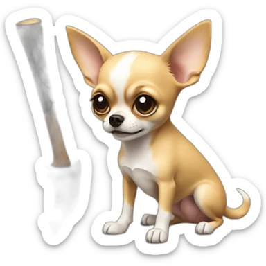 realistic chihuahua with an axe sticker