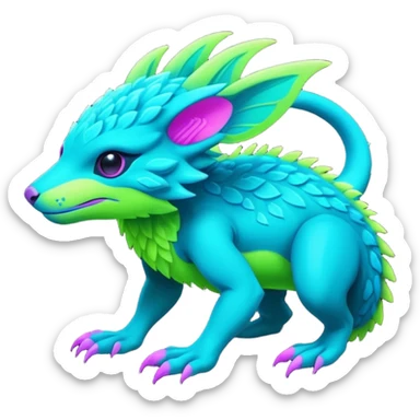 Tropical futuristic lush neon Fionbri-Vernid-creature (full body) sticker