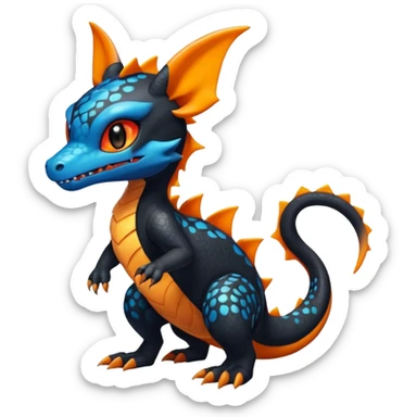 Shiny Cute Spooky Salandit-Umbreon-Charmeleon-Fakémon-hybrid-creature (full body)  sticker