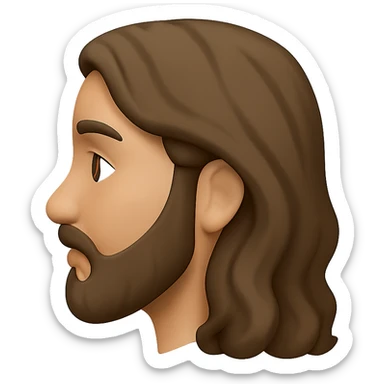 Create a side profile view of the Jesus head emoji style with a neutral expression. Maintain the emoji style characteristics and colors consistent with the original image. sticker