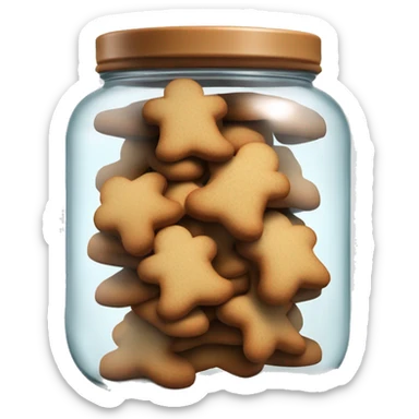 Realistic glass cookie jar with lid full of gingerbread cookies isolated.  sticker