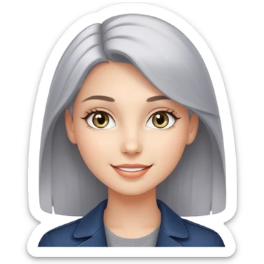 She is a cool and confident young woman with sparkling light gray eyes and fair, smooth skin. She is very beautiful. sticker