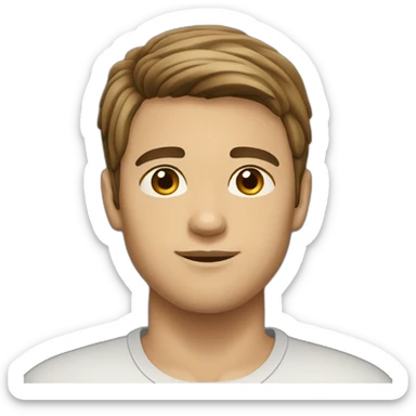 Young man with short brown hair, brown eyes and light skin. A light beard but no mustache. sticker