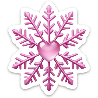 snowflake pink heart sticker