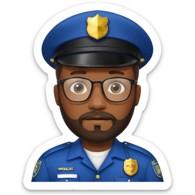 Police officer with glasses and beards black man sticker