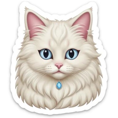 Neva masquerade cat, very fluffy, with pale blue eyes and rose nose sticker