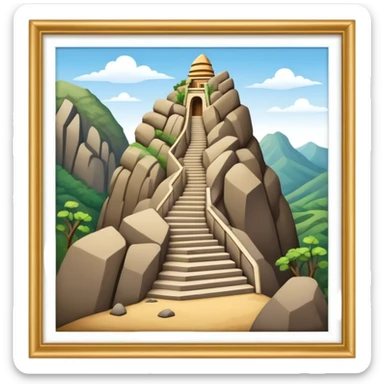 Guatapé Rock Landmark Emoji – Depicting the monolithic rock with its zigzagging staircase. sticker