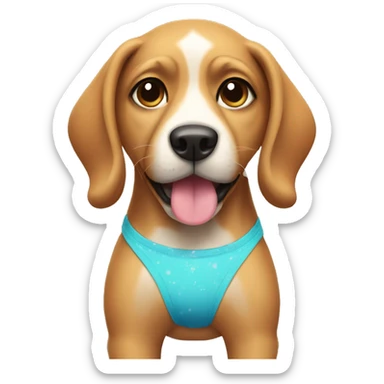 Dog wearing a bikini sticker