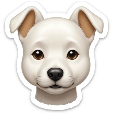 white dog with short hair and a black spot on his left eye sticker