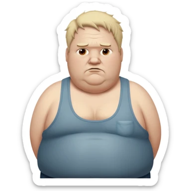 extremely morbidly obese middle aged white man in wifebeater with  dirty appearance. His hair is very greasy and he looks lazy and uncaring sticker