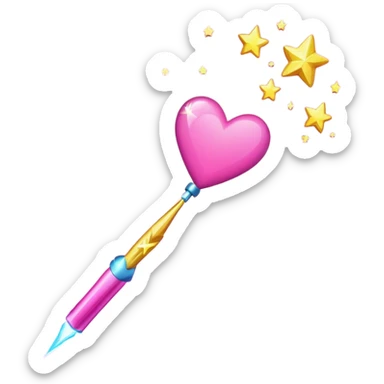 wand with a shooting star pink heart like the heart is the shooting star emoji sticker