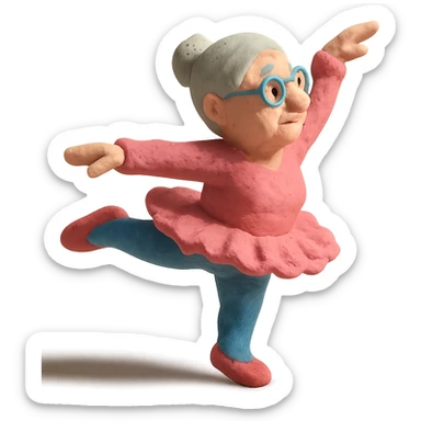 grandma in a pink tutu, mid-ballet move sticker