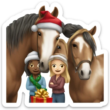Christmas and horses sticker