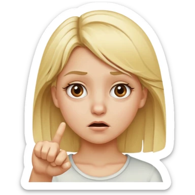 Blonde girl with face of disgust and pointing  sticker