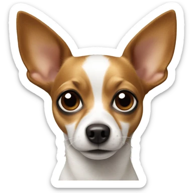 White and brown chihuahua jack Russel mix pointy ears  sticker