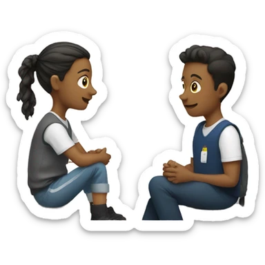 2 students sitting and chatting sticker