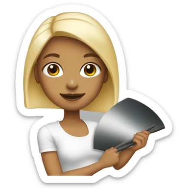 artist blonde girl holding a palette sticker