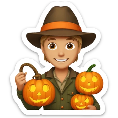 Hunter With Jack o Lantern sticker