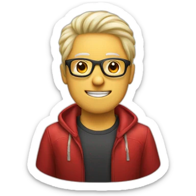 Hombre blanco pelo canoso gafas rojas sticker