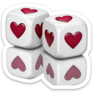 two dices in with burgundy red heart details sticker