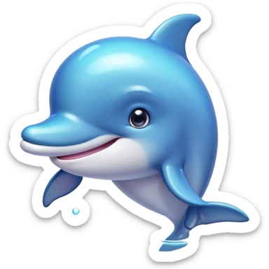 Cinematic Huggable Dolphin Portrait Emoji, Embracing a cuddly, rounded form with a soft, inviting silhouette and a gentle, warm smile, featuring smooth, glossy skin and large, endearing eyes that sparkle with affection, Simplified yet irresistibly adorable features, highly detailed, glowing with a tender, pastel aquatic glow, high shine, comforting and delightful, stylized with an air of plush marine lovability, soft glowing outline, capturing the essence of a super cute dolphin that seems as if it could be hugged into your heart! sticker