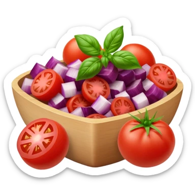 Fai un miscuglio di pomodoro fresco, cipolla, basilico e origano tutti tagliati sticker