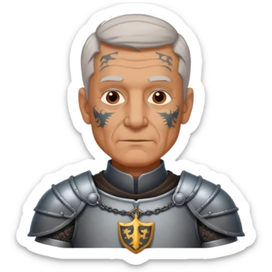 elderly tattooed knight, tattooed shoulder sticker