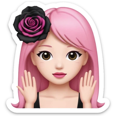 BLACKPINK-inspired emoji with black and pink rose, elegant and stylish style sticker