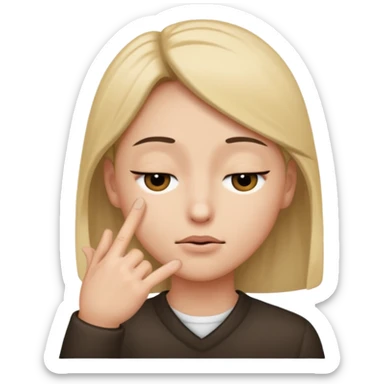 one eye close like giving a blink with hand pointed  sticker