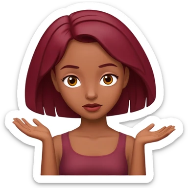 Beautiful burgundy girl, shrugging shoulders sticker