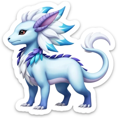 Shiny Glossy Pastel Light Divine Reptilian Beautiful Floral Snowy Pretty Absol-Amaura-Suicune-Cobalion-fusion, full body sticker