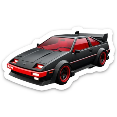  Venom’s aerodynamic opulent dark  futuristic concept loosely based on Toyota 1986 AE86 (flat long straight faceted mechanical body) lightweight stealthy street hot rod drifter  sticker