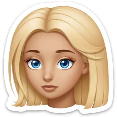 A lightbrowm girl with blue eyes and long lashes, and 2 blond slingor in the lugg sticker