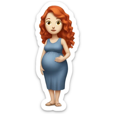 Pregnant white woman with red hair sticker