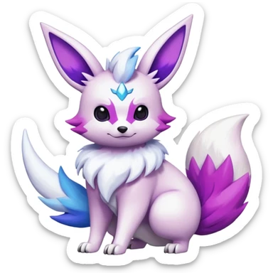 Snowy Shiny White with Violet and Indigo and pink markings Eevee-Zangoose-Pokémon-Digimon-Fakémon-fusion-hybrid-creature sticker