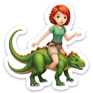 Red-haired girl with a dinosaur tail and animal paws instead of hands and feet sticker